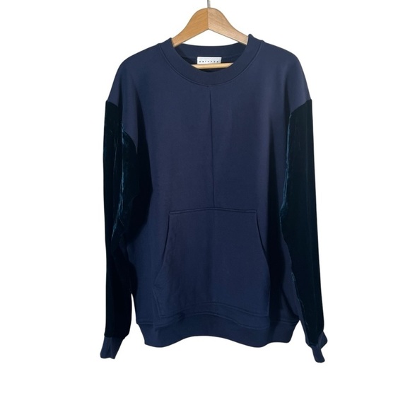 DRIFTER Galeras Navy Velvet Sleeve Crewneck Pullover Sweatshirt - Picture 3 of 10